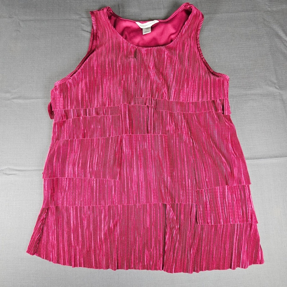 Christopher & Banks Magenta Pink Accordion Pleated Tiered Sleeveless Top Large